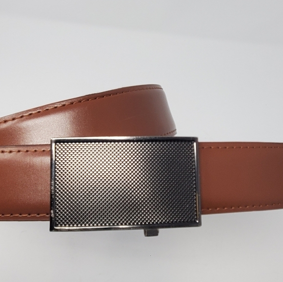 VERA PELLE COGNAC BROWN GENUINE LEATHER BELT ITALY GUNMETAL BUCKLE MEN 44 SLIDE - Picture 6 of 11